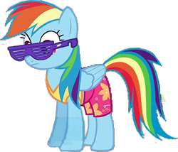 Size: 593x508 | Tagged: safe, derpibooru import, edit, edited screencap, screencap, rainbow dash, tanks for the memories, background removed, clothes, simple background, solo, summer, sunglasses, swimsuit, transparent background