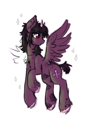 Size: 1513x2107 | Tagged: safe, artist:vaiola, derpibooru import, oc, oc only, oc:crosspencil, pegasus, pony, blushing, chest fluff, colored sketch, cross, cross necklace, cute, doodle, ear fluff, ear piercing, earring, ears, eyebrows, female, horns, jewelry, mare, necklace, pegasus oc, piercing, raised eyebrow, red eyes, scar, short tail, simple background, sketch, solo, sparkles, tail, tattoo, transparent background, unshorn fetlocks, wings