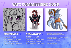 Size: 2616x1772 | Tagged: safe, artist:vaiola, derpibooru import, oc, oc only, pegasus, pony, unicorn, advertisement, blushing, bust, clothes, commission, commission info, commissions open, commissions sheet, cute, diaper, eyebrows, female, full body, head only, horn, long mane, mare, non-baby in diaper, poofy diaper, portrait, price list, price sheet, prices, sexy, smiling, text, watermark, wings