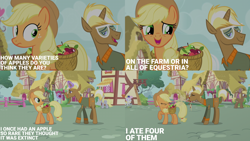 Size: 2000x1125 | Tagged: safe, derpibooru import, edit, edited screencap, editor:quoterific, screencap, applejack, coco crusoe, derpy hooves, pearly stitch, trenderhoof, simple ways