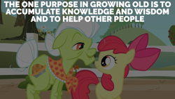 Size: 1920x1080 | Tagged: safe, derpibooru import, edit, edited screencap, editor:quoterific, screencap, apple bloom, granny smith, family appreciation day, doctor who