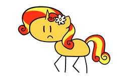 Size: 1824x1200 | Tagged: safe, artist:mystery shore, derpibooru import, idw, sunset shimmer, pony, unicorn, comic:of kings and changelings, in a nutshell, female, flower, flower in hair, in a nutshell but mirror version, mare, mirror universe, simple background, solo, stick pony, transparent background