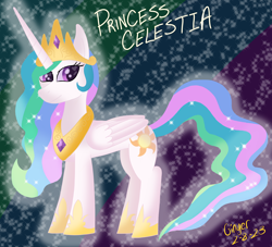 Size: 5500x5000 | Tagged: safe, artist:gingerdemonkitten666, derpibooru import, princess celestia, alicorn, pony, absurd resolution, crown, doodle, female, gem, jewelry, mare, regalia, smiling, solo, text