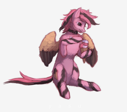 Size: 1920x1698 | Tagged: safe, artist:yasu, derpibooru import, oc, oc only, pegasus, collar, food, ice cream, ice cream cone, stripes