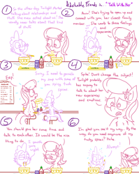 Size: 4779x6013 | Tagged: safe, artist:adorkabletwilightandfriends, derpibooru import, lily, lily valley, spike, bird, dragon, pony, rooster, comic:adorkable twilight and friends, adorkable, adorkable friends, blushing, butt, chopsticks, comic, concerned, concerned pony, conversation, couple, cute, dimples, dimples of venus, dork, duo, eating, excited, female, flirting, food, happy, hot sauce, humor, jar, lilyspike, male, menu, napkin, noodles, pho, plot, relationship, relationships, restaurant, sauce, shipping, sitting, slice of life, soup, spoon, straight, surprised, surprised face, tail