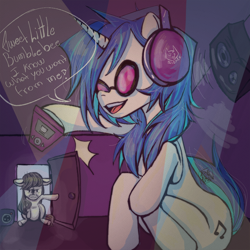 Size: 1000x1000 | Tagged: safe, artist:sizack, derpibooru import, dj pon-3, octavia melody, vinyl scratch, earth pony, pony, unicorn, anatomically incorrect, bambee, duo, female, headphones, incorrect leg anatomy, lesbian, scratchtavia, shipping, singing, solo focus, song reference