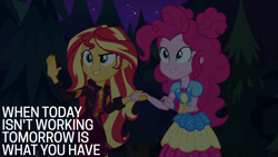 Size: 1920x1080 | Tagged: safe, derpibooru import, edit, edited screencap, editor:quoterific, screencap, pinkie pie, sunset shimmer, better together, equestria girls, sunset's backstage pass!, doctor who