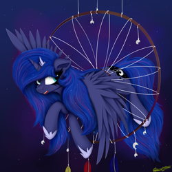 Size: 4000x4000 | Tagged: safe, artist:ser-p, derpibooru import, princess luna, pony, absurd resolution, dreamcatcher, dreamcaught luna, solo