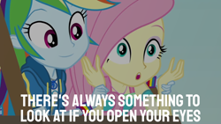 Size: 1920x1080 | Tagged: safe, derpibooru import, edit, edited screencap, editor:quoterific, screencap, fluttershy, rainbow dash, better together, equestria girls, rollercoaster of friendship, doctor who