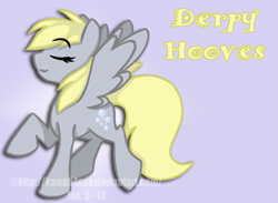 Size: 727x533 | Tagged: safe, artist:lottafandoms, derpibooru import, derpy hooves, pegasus, pony, g4, eyes closed, female, mare, raised hoof, raised leg, smiling, solo, spread wings, tail, wings