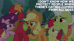 Size: 1920x1080 | Tagged: safe, derpibooru import, edit, edited screencap, editor:quoterific, screencap, apple bloom, applejack, big macintosh, granny smith, sugar belle, the ending of the end