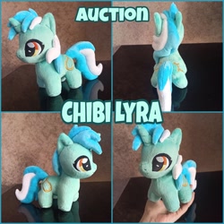 Size: 2560x2560 | Tagged: safe, artist:kuroran, derpibooru import, lyra heartstrings, advertisement, auction, chibi, plushie