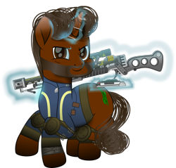Size: 1988x1903 | Tagged: safe, artist:lincolnbrewsterfan, artist:skrollz, derpibooru import, oc, oc only, oc:willing vision, pony, unicorn, fallout equestria, .svg available, aura, bags under eyes, beard, birthday gift, brown eyes, brown mane, brown tail, buff, calculator, clothes, determination, determined, determined face, determined look, determined smile, facial hair, fallout equestria oc, full body, gift art, glowing, glowing horn, gradient mane, gradient tail, grin, gun, highlights, horn, inkscape, jumpsuit, leg guards, levitation, lifting, lying, lying down, magic, magic aura, male, moustache, movie accurate, muscles, pipbuck, pipbuck 3000, prone, realistic mane, rifle, shading, simple background, smiling, solo, stallion, svg, tail, telekinesis, transparent background, unicorn oc, vault suit, vector, weapon, wrinkles