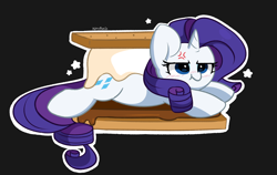 Size: 5320x3368 | Tagged: safe, artist:kittyrosie, derpibooru import, rarity, pony, unicorn, absurd resolution, angry, cross-popping veins, cute, emanata, female, food, madorable, mare, marshmallow, ponies in food, raribetes, rarity is a marshmallow, rarity is not amused, s'mores, simple background, solo, unamused