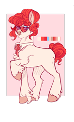 Size: 1324x2160 | Tagged: safe, artist:cactiflowers, derpibooru import, oc, oc only, earth pony, pony, earth pony oc, glasses, heart shaped glasses, raised hoof, raised leg, solo, sunglasses, unshorn fetlocks