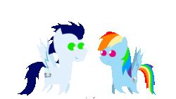 Size: 1280x720 | Tagged: safe, artist:mlplary6, derpibooru import, rainbow dash, soarin', pegasus, pony, animated, female, flying, gif, heart, looking at each other, looking at someone, male, mare, pointy ponies, shipping, simple background, smiling, soarindash, stallion, straight, transparent background