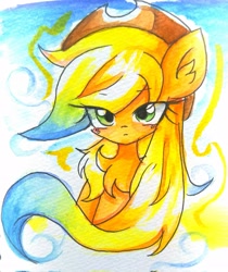 Size: 1719x2048 | Tagged: safe, artist:applejack_yokai, derpibooru import, applejack, earth pony, pony, female, solo, traditional art