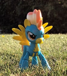 Size: 1695x1924 | Tagged: safe, artist:dingopatagonico, derpibooru import, spitfire, pegasus, pony, action figure, clothes, grass, irl, merchandise, photo, solo, uniform, wonderbolts uniform