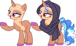 Size: 3808x2332 | Tagged: safe, artist:kurosawakuro, artist:lavender-bases, derpibooru import, oc, oc only, pony, unicorn, base used, clothes, female, horn, magical lesbian spawn, mare, offspring, parent:saffron masala, parent:trixie, simple background, solo, transparent background, unicorn oc, unshorn fetlocks