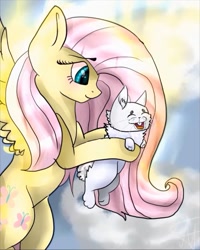 Size: 615x767 | Tagged: safe, artist:deadsmoke, derpibooru import, angel bunny, fluttershy, pegasus, pony