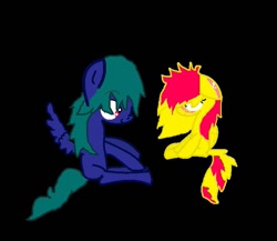 Size: 715x621 | Tagged: safe, artist:deadsmoke, derpibooru import, oc, oc only, pegasus, pony, black background, duo, love, pegasus oc, simple background