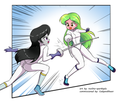 Size: 1301x1085 | Tagged: safe, artist:twilite-sparkleplz, derpibooru import, lemon zest, octavia melody, equestria girls, fencing