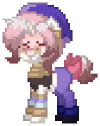 Size: 704x880 | Tagged: safe, artist:asiandra dash, derpibooru import, pony, unicorn, animated, clothes, dori (genshin impact), genshin impact, gif, giggling, glasses, hat, pixel art, ponified, pony town, ribbon, simple background, solo, species swap, transparent background