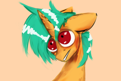 Size: 3000x2000 | Tagged: safe, artist:watashiao, derpibooru import, oc, oc only, oc:wata, pony, unicorn, big eyes, bust, digital art, ears, floppy ears, high res, horn, portrait, red eyes, simple background, solo, unicorn oc