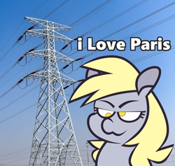 Size: 4458x4224 | Tagged: safe, artist:threetwotwo32232, derpibooru import, derpy hooves, pegasus, pony, female, mare, parody, power line