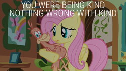 Size: 1920x1080 | Tagged: safe, derpibooru import, edit, edited screencap, editor:quoterific, screencap, fluttershy, philomena, a bird in the hoof, cute, doctor who, fluttershy's cottage (interior), shyabetes, twelfth doctor