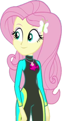 Size: 1292x2520 | Tagged: safe, artist:homersimpson1983, derpibooru import, edit, edited screencap, screencap, fluttershy, aww... baby turtles, better together, equestria girls, background removed, clothes, eyeshadow, female, fluttershy's wetsuit, geode of fauna, grin, hairpin, jewelry, necklace, not a vector, pink eyeshadow, pink hair, simple background, solo, swimsuit, teal eyes, transparent background, wetsuit, yellow skin