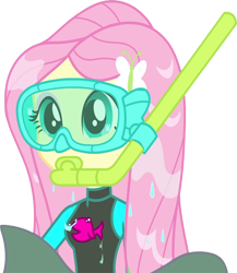 Size: 2184x2520 | Tagged: safe, artist:homersimpson1983, derpibooru import, edit, edited screencap, screencap, fluttershy, equestria girls, equestria girls series, forgotten friendship, background removed, clothes, dive mask, female, fluttershy's wetsuit, goggles, not a vector, simple background, snorkel, solo, swimsuit, transparent background, wet hair, wetsuit