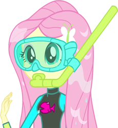 Size: 2319x2520 | Tagged: safe, artist:homersimpson1983, derpibooru import, edit, edited screencap, screencap, fluttershy, equestria girls, equestria girls series, forgotten friendship, background removed, clothes, dive mask, female, fluttershy's wetsuit, goggles, not a vector, simple background, snorkel, solo, swimsuit, transparent background, wet hair, wetsuit