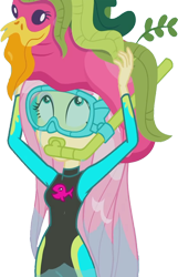 Size: 1622x2520 | Tagged: safe, artist:homersimpson1983, derpibooru import, edit, edited screencap, screencap, fluttershy, better together, equestria girls, unsolved selfie mysteries, background removed, clothes, dive mask, female, fluttershy's wetsuit, goggles, not a vector, seaweed, simple background, snorkel, solo, swimsuit, transparent background, wet hair, wetsuit