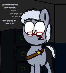 Size: 3023x3351 | Tagged: safe, artist:professorventurer, derpibooru import, oc, oc:deputy daniel strauss, series:ask pippamena, male, police station, stallion