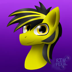 Size: 1200x1200 | Tagged: safe, artist:eldrick, derpibooru import, oc, oc only, pony, bust, commission, gradient background, icon, looking at you, male, portrait, signature, smiling, smiling at you, solo, stallion