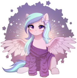 Size: 2091x2112 | Tagged: safe, artist:avrameow, derpibooru import, part of a set, oc, oc only, pegasus, pony, clothes, commission, oversized clothes, simple background, solo, sweater, transparent background, ych result