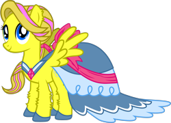 Size: 2232x1611 | Tagged: safe, artist:thunderdasher07, derpibooru import, oc, oc only, oc:mist dasher, pegasus, pony, alternate hairstyle, bow, clothes, dress, ear fluff, ears, gala dress, hair ribbon, pegasus oc, ribbon, simple background, solo, transparent background, vector