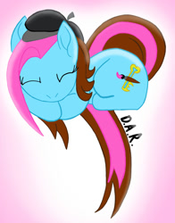 Size: 750x959 | Tagged: safe, artist:gracefulart693, derpibooru import, oc, oc only, earth pony, pony, beret, earth pony oc, eyes closed, female, hat, heart pony, mare, sleeping, solo