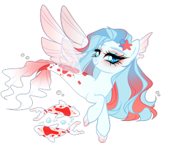 Size: 1700x1460 | Tagged: safe, artist:just-silvushka, derpibooru import, oc, oc only, pegasus, seapony (g4), adoptable, base used, blue eyes, bubble, clothes, cute, digital art, dorsal fin, eyelashes, eyeshadow, female, fin wings, fins, fish tail, flowing mane, flowing tail, fusion, looking at you, makeup, mare, seaponified, see-through, simple background, smiling, smiling at you, solo, species swap, spread wings, starfish, swimming, tail, transparent background, underwater, water, wings