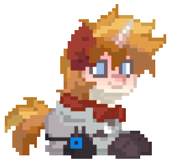 Size: 462x450 | Tagged: safe, artist:asiandra dash, derpibooru import, pony, unicorn, animated, clothes, eyes closed, genshin impact, gif, giggling, lying down, one eye closed, pixel art, ponified, pony town, simple background, smiling, solo, species swap, tartaglia (genshin impact), transparent background