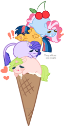 Size: 453x895 | Tagged: safe, artist:zoeytrent113, derpibooru import, oc, oc only, oc:anthea, oc:cotton candy, oc:crystal clarity, oc:starburst, dracony, earth pony, hybrid, pegasus, pony, unicorn, adopted offspring, base used, blob ponies, cherry, chubbie, cute, dracony oc, earth pony oc, female, food, heart, horn, ice cream cone, interspecies offspring, kilalaverse, mare, offspring, parent:flash sentry, parent:fluttershy, parent:pinkie pie, parent:pokey pierce, parent:rarity, parent:spike, parent:twilight sparkle, parents:flashlight, parents:pokeypie, parents:sparity, pegasus oc, simple background, unicorn oc, white background