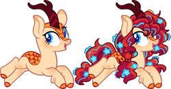 Size: 2283x1198 | Tagged: safe, artist:kurosawakuro, derpibooru import, oc, oc only, kirin, base used, female, kirin oc, magical lesbian spawn, offspring, parent:autumn blaze, parent:vinyl scratch, simple background, solo, transparent background