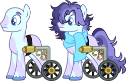 Size: 2794x1806 | Tagged: safe, artist:kurosawakuro, derpibooru import, oc, oc only, earth pony, pony, base used, clothes, earth pony oc, male, offspring, parent:double diamond, parent:rarity, parents:diamond duo, scarf, simple background, solo, stallion, transparent background, wheelchair