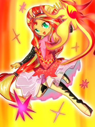 Size: 458x611 | Tagged: safe, artist:4azami, derpibooru import, sunset shimmer, pony, equestria girls, clothes, dress, female, ponied up, solo