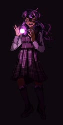 Size: 944x1856 | Tagged: safe, artist:fuzzysockselias, derpibooru import, twilight sparkle, human, dark background, female, humanized, magic, solo