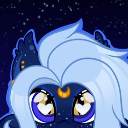 Size: 1000x1000 | Tagged: safe, artist:nathegar, derpibooru import, oc, oc only, oc:agatha, bat pony, pony, accessories, bat pony oc, heart, heart eyes, space, wingding eyes