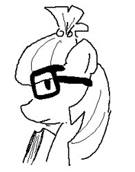 Size: 238x304 | Tagged: safe, artist:rainbrony, derpibooru import, moondancer, pony, unicorn, book, bust, glasses, looking at you, monochrome, side view, simple background, sketch, solo, white background