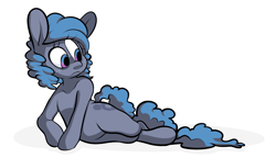 Size: 3344x1925 | Tagged: safe, artist:extradan, derpibooru import, oc, oc only, oc:toy maker, earth pony, pony, earth pony oc, lying down, simple background, solo, white background