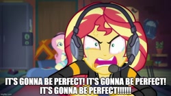 Size: 888x499 | Tagged: safe, derpibooru import, edit, edited screencap, screencap, fluttershy, sunset shimmer, better together, equestria girls, game stream, angry, bloodshot eyes, caption, cross-popping veins, crying, emanata, exploitable meme, image macro, meme, rage, rageset shimmer, smg4, teary eyes, text